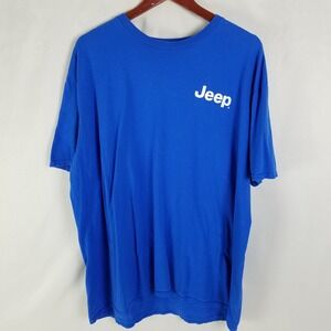 Mens Jeep Shirt Blue Graphic Print‎ Short Sleeve XXL Cotton Beach Wave Adventure